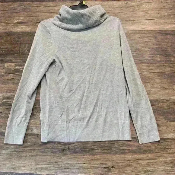 Talbots Silver Shiny Cowl & Turtleneck Sweater Size Medium - Picture 1 of 5